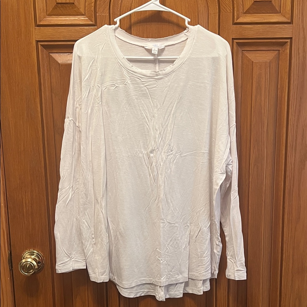 Time and Tru Women's Cream Long Sleeve Blouse
